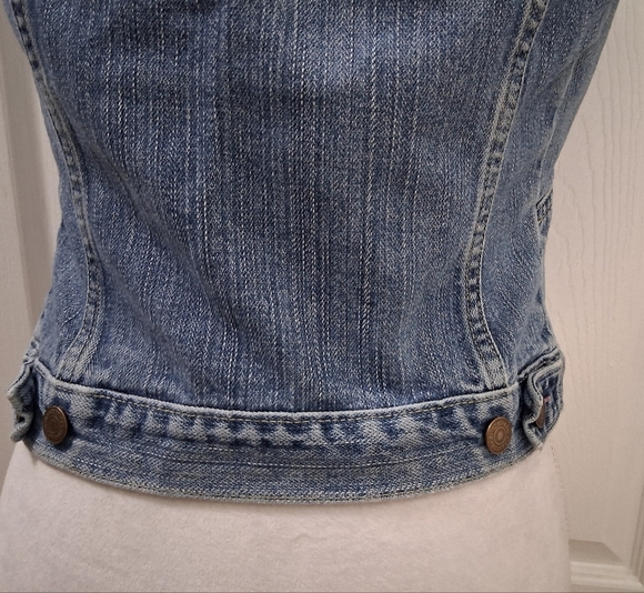 Levi's Distressed Sleeveless Button Up Vest Size JR Small - Picture 4 of 11